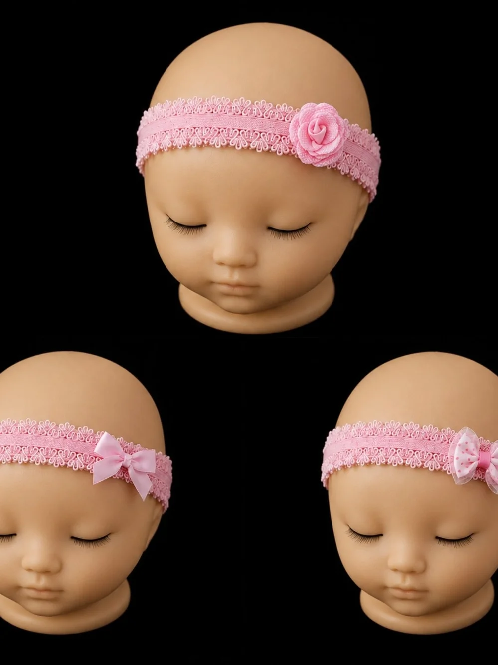 Sweet Blossom Baby Headband Set – 3 Handmade Lace Headbands Infant to 12 Months